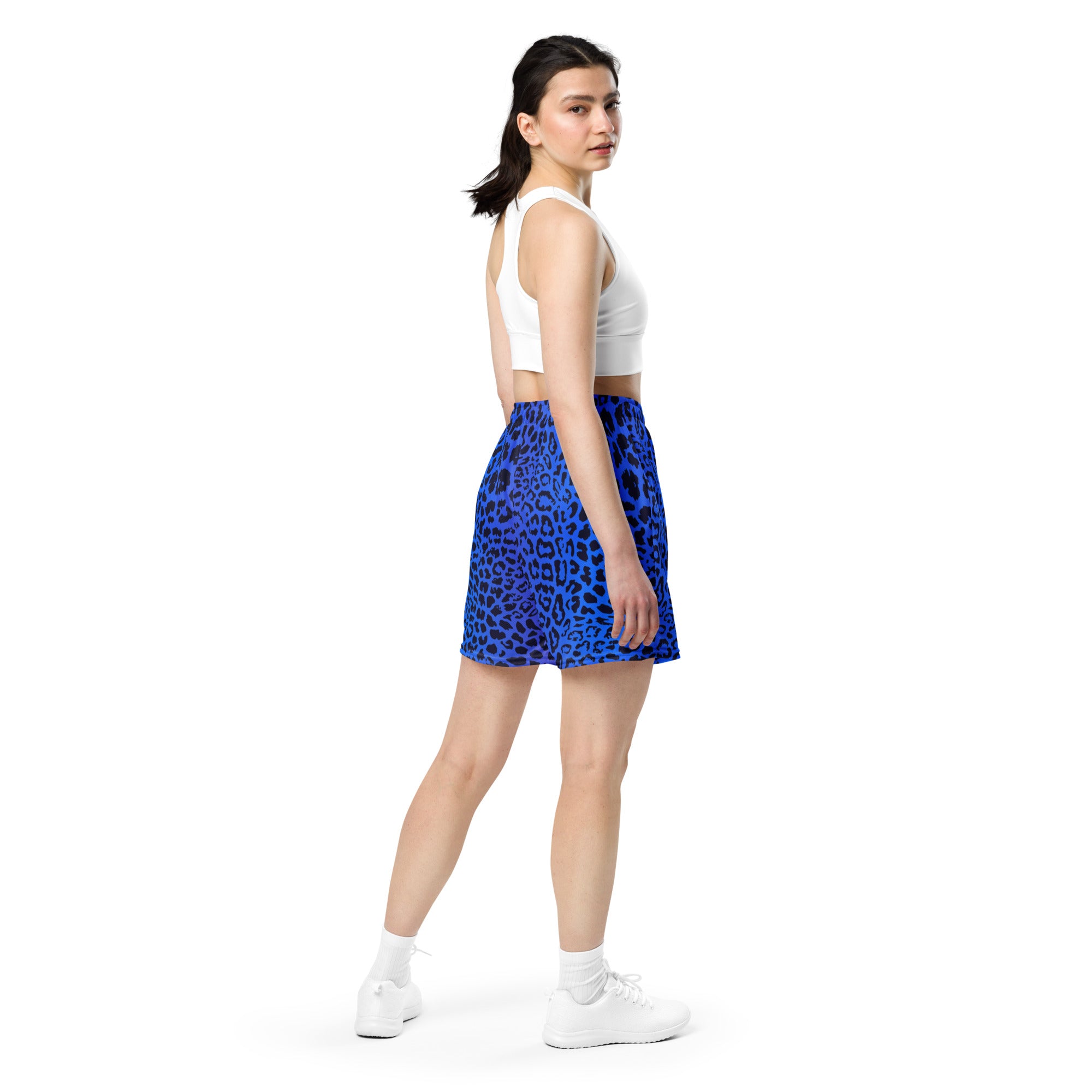 Unisex Mesh Shorts in Blue Leopard